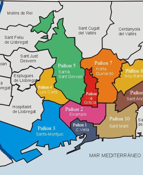 Карта районов Барселоны
