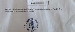 Справка о получении NIE в Испании