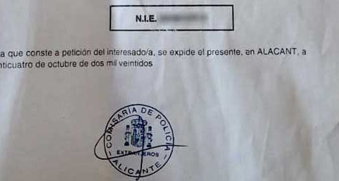 Справка о получении NIE в Испании