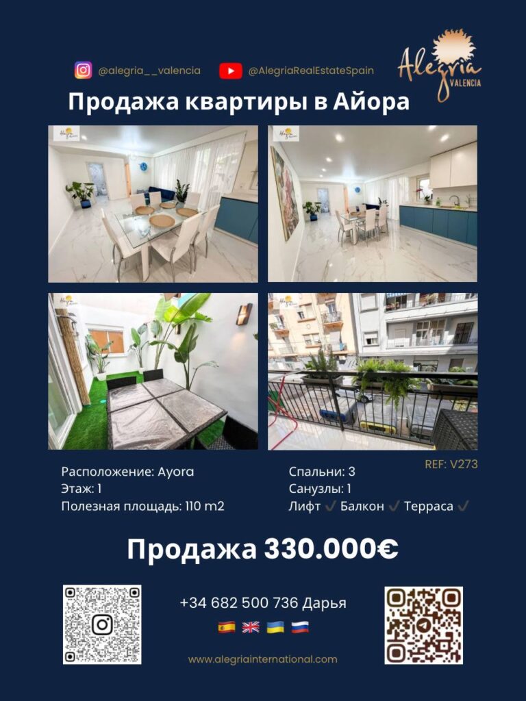 Продается квартира с новым ремонтом в Валенсии